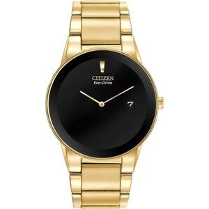 Eco-Drive Axiom Mens Watch, Stainless Steel Gold Black